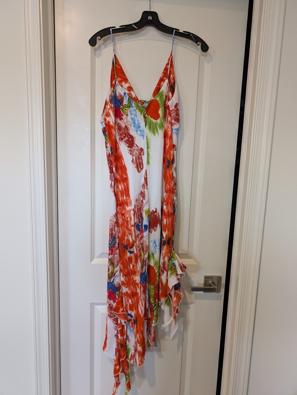 Floral Red & White Asymmetrical Summer Dress